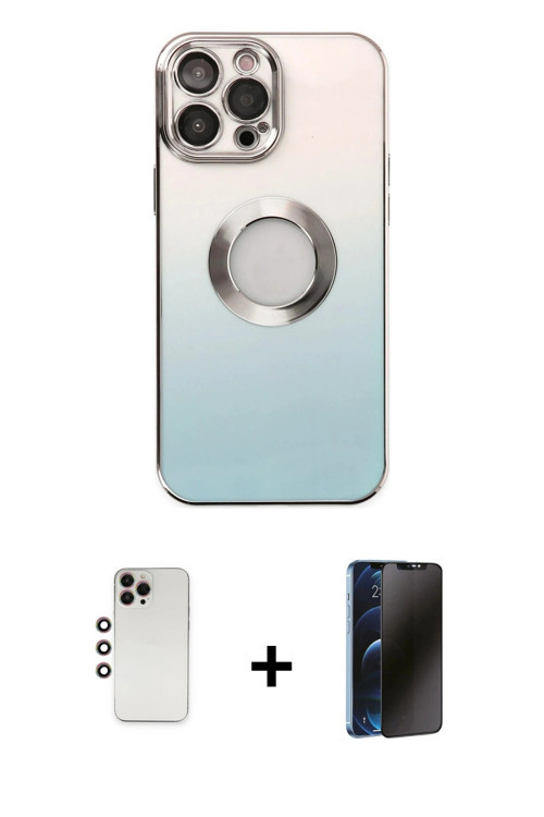 ieg™ iPhone 13 Pro Max Kılıf Kutup Yansıma Özel Seri - Siyah 3D Antistatik Hayalet Cam Ekran Koruyuc