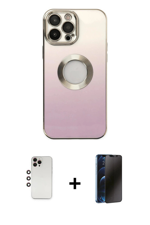 ieg™ iPhone 13 Pro Max Kılıf Kutup Yansıma Özel Seri - Siyah 3D Antistatik Hayalet Cam Ekran Koruyuc