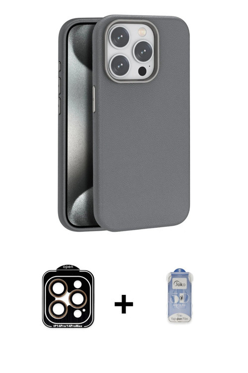 ieg™ iPhone 15 Pro Max Kılıf Zirve Modern Prime - Siyah Joko Magic 5D Cam + Turuncu PVD Metal Kamera