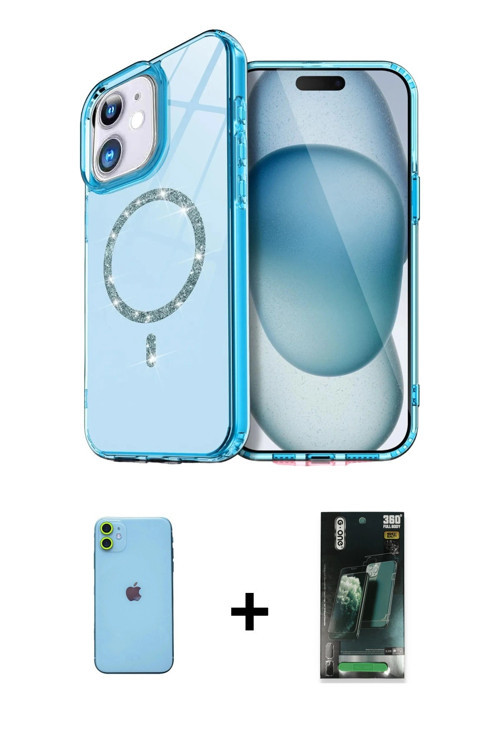 ieg™ iPhone 11 Kılıf Kıvılcım Form Prime - Siyah 360 Mat Full Body Arka Koruyucu + Yeşil Neon Fosfor