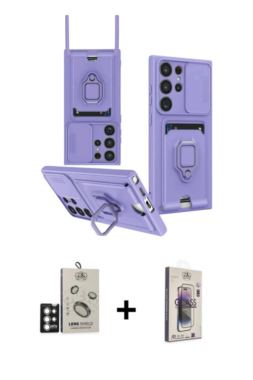 ieg™ Galaxy S25 Ultra Kılıf Vadi Form Prime - Siyah Bilvis 3D Cam Ekran Koruyucu + Gümüş Bilvis Tita