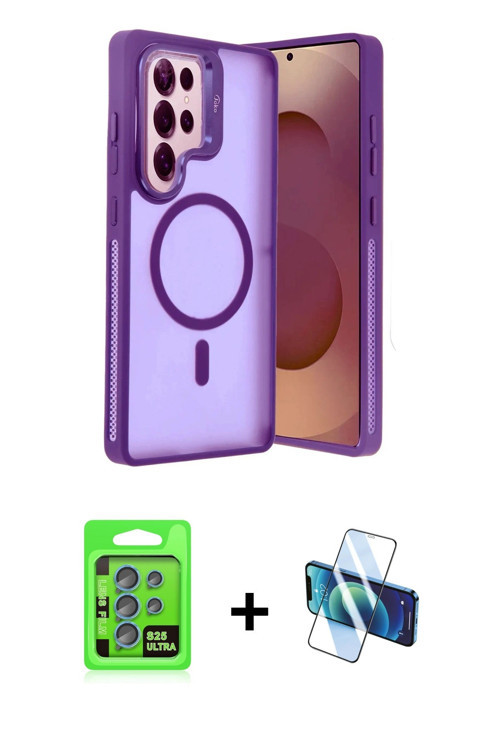 ieg™ Galaxy S25 Ultra Kılıf Akış Form - Siyah 3D Antistatik Seramik Nano Ekran Koruyucu + Mavi Raze