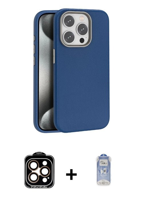 ieg™ iPhone 15 Pro Max Kılıf Zirve Modern Prime - Siyah Joko Magic 5D Cam + Turuncu PVD Metal Kamera