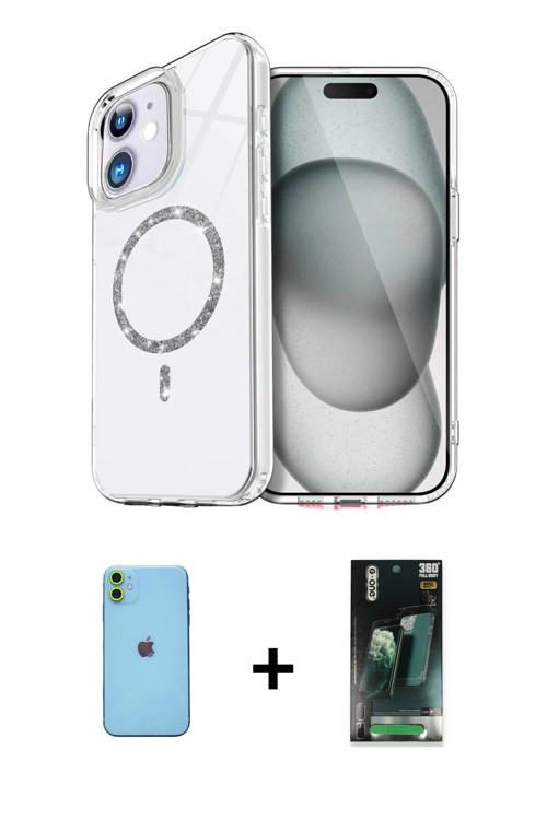 ieg™ iPhone 11 Kılıf Kıvılcım Form Prime - Siyah 360 Mat Full Body Arka Koruyucu + Yeşil Neon Fosfor