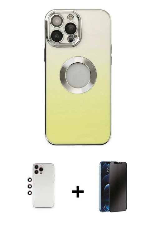 ieg™ iPhone 13 Pro Max Kılıf Kutup Yansıma Özel Seri - Siyah 3D Antistatik Hayalet Cam Ekran Koruyuc