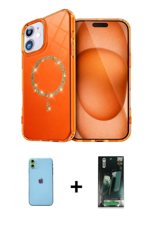 ieg™ iPhone 11 Kılıf Kıvılcım Form Prime - Siyah 360 Mat Full Body Arka Koruyucu + Yeşil Neon Fosfor
