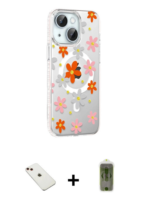 ieg™ iPhone 14 Kılıf Yörünge Işık Prime - Siyah Joko Magic 5D Hayalet Cam + Kırmızı Diamond Kamera L