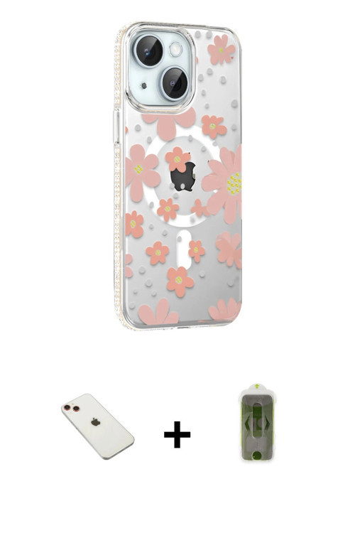 ieg™ iPhone 14 Kılıf Yörünge Işık Prime - Siyah Joko Magic 5D Hayalet Cam + Kırmızı Diamond Kamera L