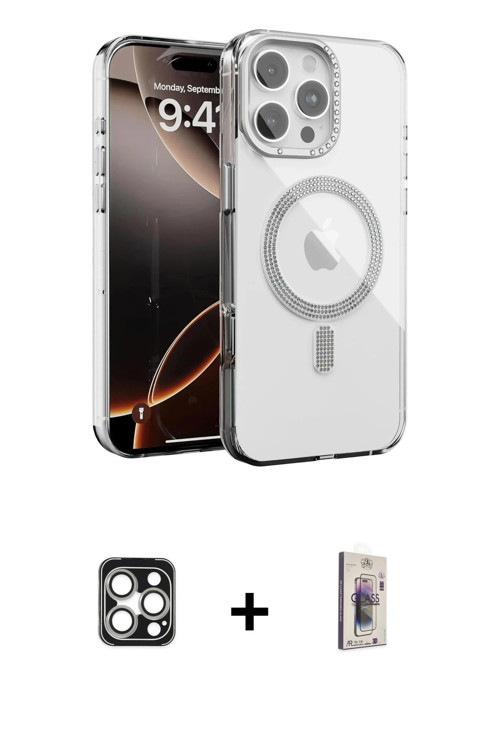 ieg™ iPhone 16 Pro Max Kılıf Atlas Doku Özel Seri - Siyah Bilvis 3D Cam Ekran Koruyucu + Gümüş PVD M