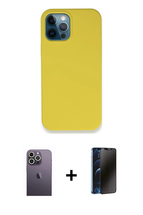 iPhone 12 Pro Max Kılıf Zirve Modern Özel Seri - Siyah 3D Antistatik Hayalet Cam Ekran Koruyucu