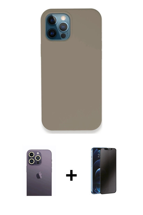 iPhone 12 Pro Max Kılıf Zirve Modern Özel Seri - Siyah 3D Antistatik Hayalet Cam Ekran Koruyucu