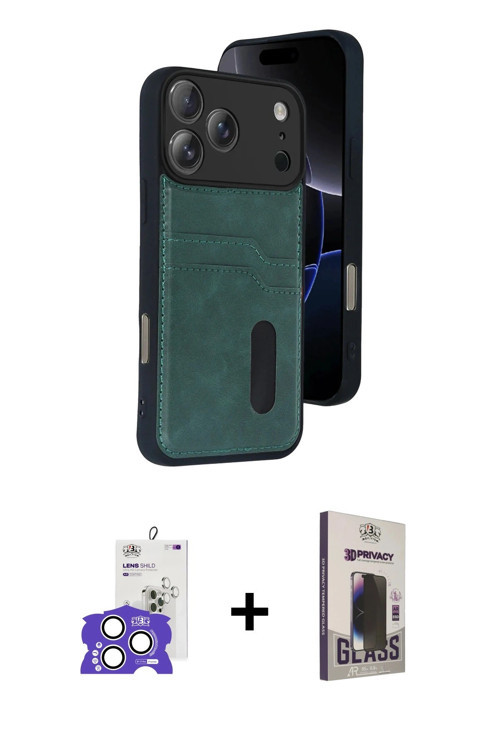ieg™ iPhone 17 Pro Max Kılıf Yörünge Işık Serisi - Siyah Bilvis Hayalet Cam Ekran Koruyucu + Gümüş B