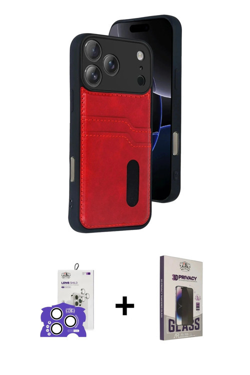 ieg™ iPhone 17 Pro Max Kılıf Yörünge Işık Serisi - Siyah Bilvis Hayalet Cam Ekran Koruyucu + Gümüş B