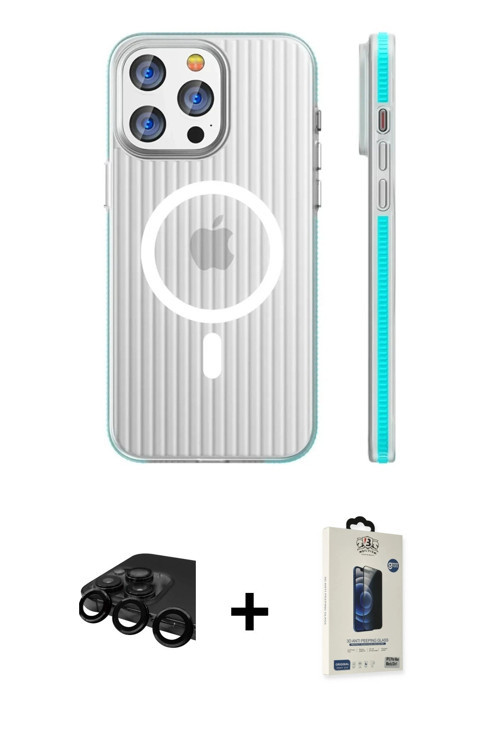 ieg™ iPhone 15 Pro Max Kılıf Pusula Minimal Koleksiyonu - Siyah Bilvis Hayalet Cam Ekran Koruyucu +