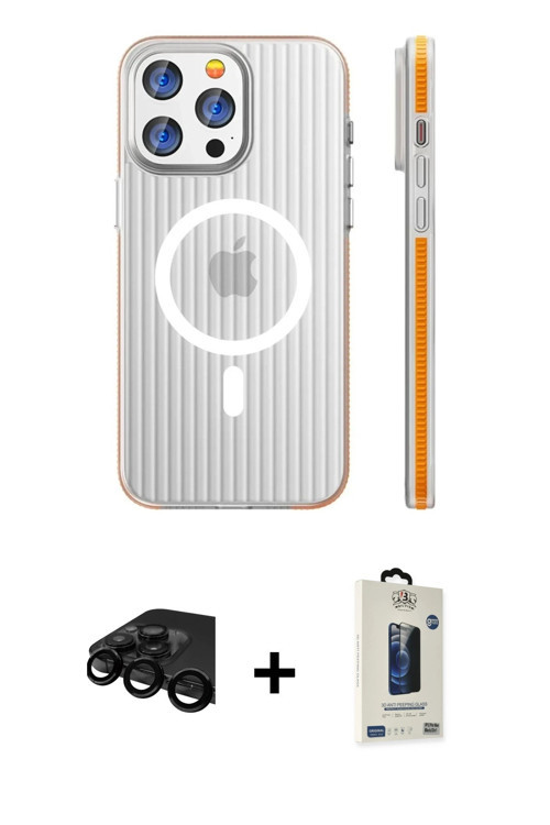 ieg™ iPhone 15 Pro Max Kılıf Pusula Minimal Koleksiyonu - Siyah Bilvis Hayalet Cam Ekran Koruyucu +