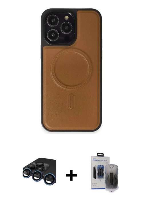 ieg™ iPhone 15 Pro Max Kılıf Zirve Işık Serisi - Siyah Vanessa Magic Hayalet Cam + Lacivert Raze Met