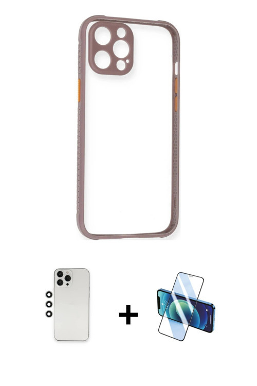 ieg™ iPhone 12 Pro Kılıf Nova Asil Özel Seri - Siyah 3D Antistatik Seramik Nano Ekran Koruyucu + Güm