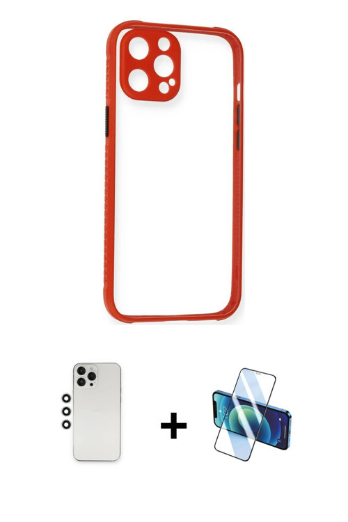 ieg™ iPhone 12 Pro Kılıf Nova Asil Özel Seri - Siyah 3D Antistatik Seramik Nano Ekran Koruyucu + Güm