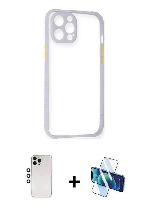 ieg™ iPhone 12 Pro Kılıf Nova Asil Özel Seri - Siyah 3D Antistatik Seramik Nano Ekran Koruyucu + Güm