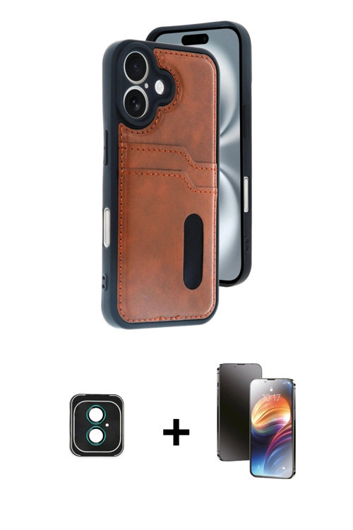 ieg™ iPhone 16 Kılıf Yörünge Işık Serisi - Siyah 3D Antistatik Mat Seramik Nano Ekran Koruyucu + Yeş