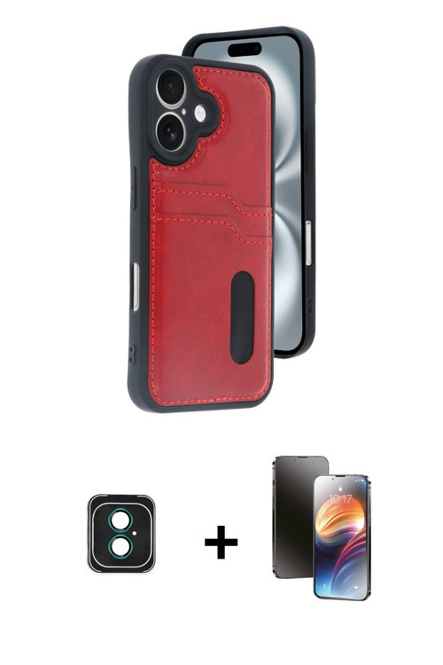 ieg™ iPhone 16 Kılıf Yörünge Işık Serisi - Siyah 3D Antistatik Mat Seramik Nano Ekran Koruyucu + Yeş