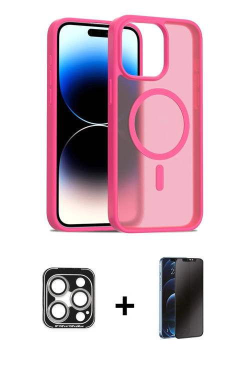 iPhone 15 Pro Max Kılıf Siluet Minimal Prime - Siyah 3D Antistatik Hayalet Cam Ekran Koruyucu +