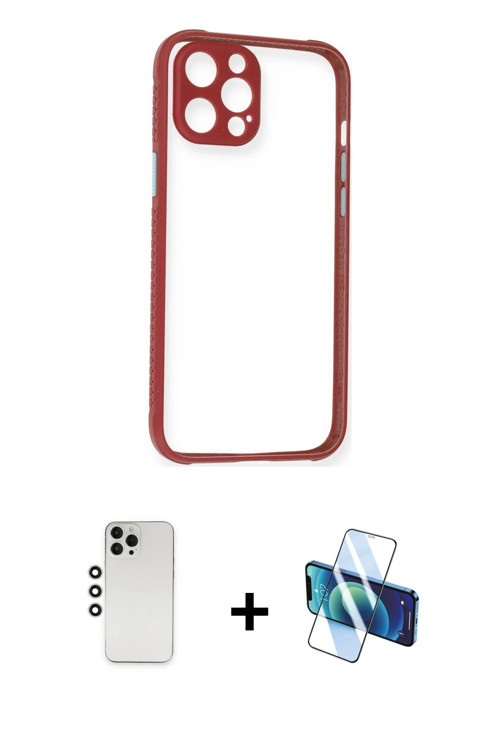 ieg™ iPhone 12 Pro Kılıf Nova Asil Özel Seri - Siyah 3D Antistatik Seramik Nano Ekran Koruyucu + Güm