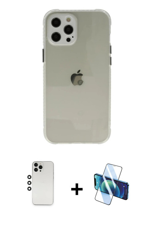 ieg™ iPhone 12 Pro Kılıf Nova Asil Özel Seri - Siyah 3D Antistatik Seramik Nano Ekran Koruyucu + Güm