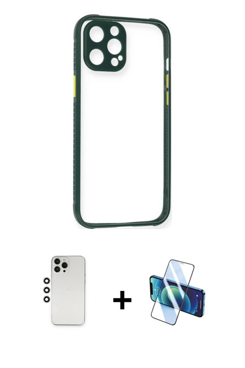 ieg™ iPhone 12 Pro Kılıf Nova Asil Özel Seri - Siyah 3D Antistatik Seramik Nano Ekran Koruyucu + Güm