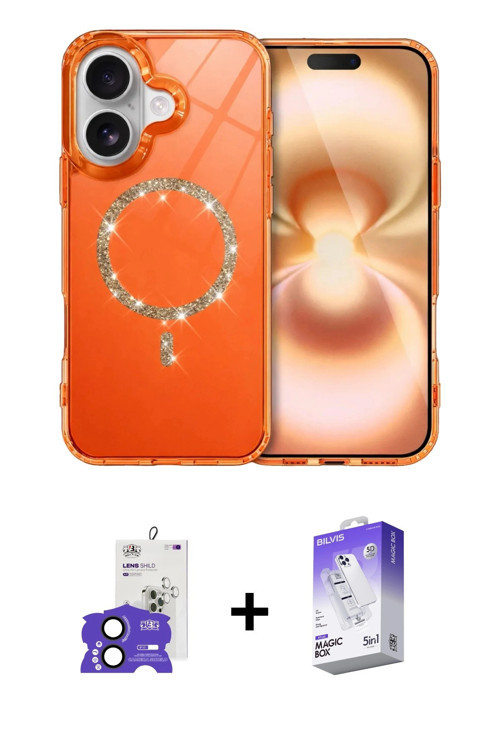 ieg™ iPhone 17 Kılıf Kıvılcım Form Prime - Siyah Bilvis 5in1 3D Magic Cam Ekran Koruyucu + Siyah Bil