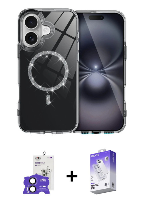 ieg™ iPhone 17 Kılıf Kıvılcım Form Prime - Siyah Bilvis 5in1 3D Magic Cam Ekran Koruyucu + Siyah Bil