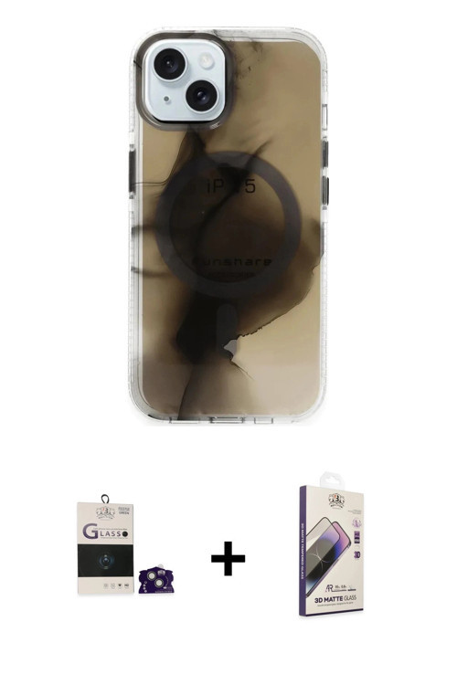 ieg™ iPhone 15 Kılıf Ufuk Doku Prime - Siyah Bilvis 3D Mat Cam Ekran Koruyucu + Yeşil Bilvis Titan K