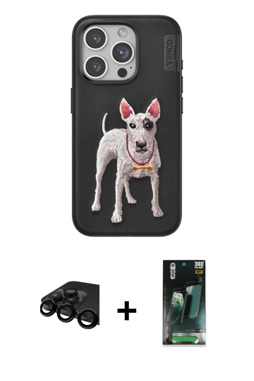ieg™ iPhone 15 Pro Max Kılıf Nova Form Koleksiyonu - Siyah 360 Mat Full Body Arka Koruyucu + Siyah R