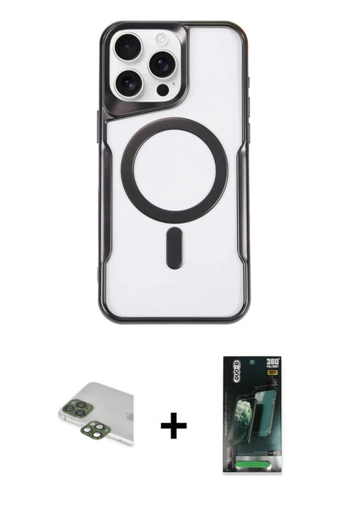 ieg™ iPhone 11 Pro Max Kılıf Yadigar Klasik Özel Seri - Şeffaf 360 Full Body Arka Koruyucu + Yeşil P