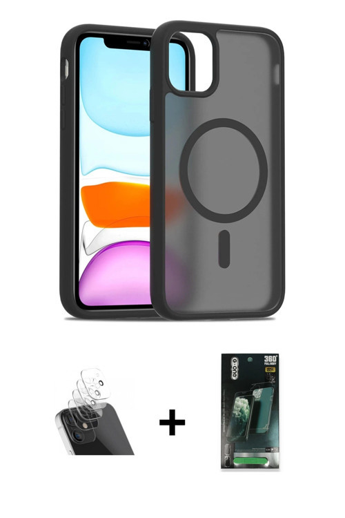 ieg™ iPhone 11 Pro Max Kılıf Siluet Minimal Prime - Şeffaf 360 Full Body Arka Koruyucu + Şeffaf Kame