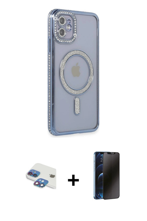 ieg™ iPhone 11 Kılıf Zirve Doku Prime - Siyah 3D Antistatik Hayalet Cam Ekran Koruyucu + Gökkuşağı P