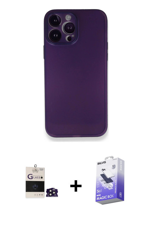 ieg™ iPhone 14 Pro Max Kılıf Yadigar Yansıma Serisi - Siyah Bilvis 5in1 5D Magic Hayalet Cam Ekran K