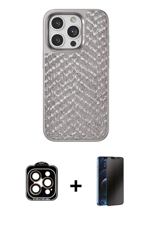 ieg™ iPhone 15 Pro Max Kılıf Vadi Özel Seri - Siyah 3D Antistatik Hayalet Cam Ekran Koruyucu + Turun