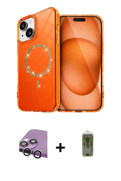 ieg™ iPhone 14 Kılıf Kıvılcım Form Prime - Siyah Joko Magic 5D Hayalet Cam + Gümüş Raze Metal Kamera