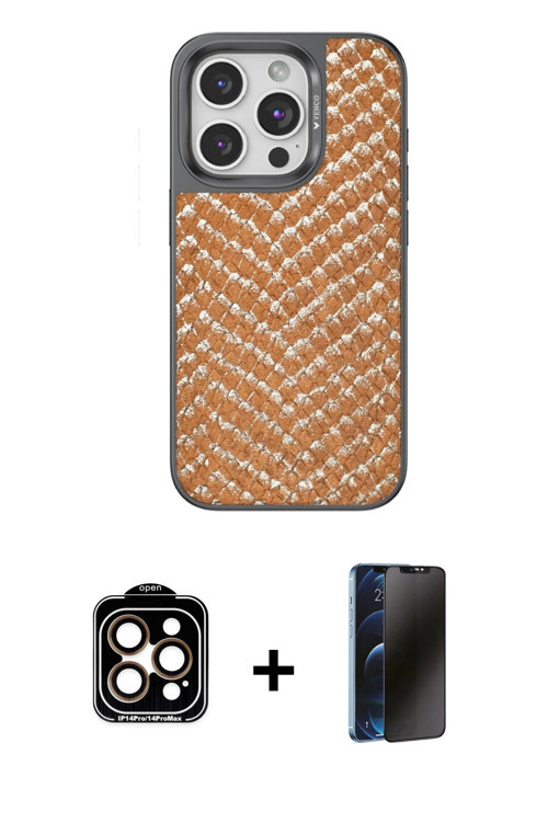 ieg™ iPhone 15 Pro Max Kılıf Vadi Özel Seri - Siyah 3D Antistatik Hayalet Cam Ekran Koruyucu + Turun