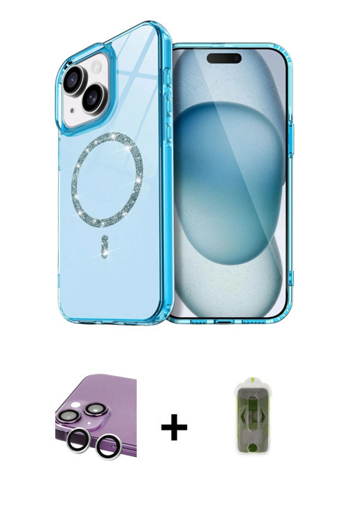 ieg™ iPhone 14 Kılıf Kıvılcım Form Prime - Siyah Joko Magic 5D Hayalet Cam + Gümüş Raze Metal Kamera