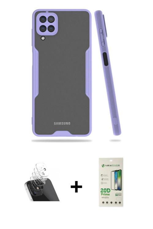 ieg™ Galaxy A22 Kılıf Atlas Asil Serisi - Siyah 20D Premium Cam Ekran Koruyucu + Şeffaf Kamera Lens