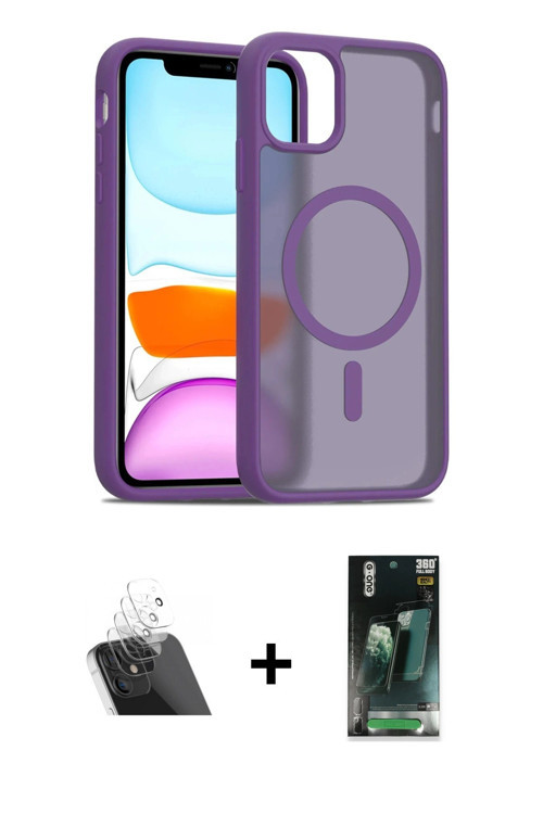ieg™ iPhone 11 Pro Max Kılıf Siluet Minimal Prime - Şeffaf 360 Full Body Arka Koruyucu + Şeffaf Kame