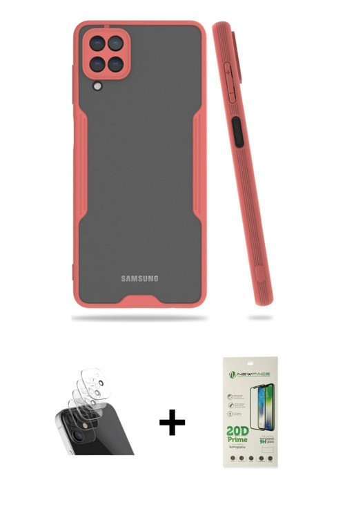 ieg™ Galaxy A22 Kılıf Atlas Asil Serisi - Siyah 20D Premium Cam Ekran Koruyucu + Şeffaf Kamera Lens