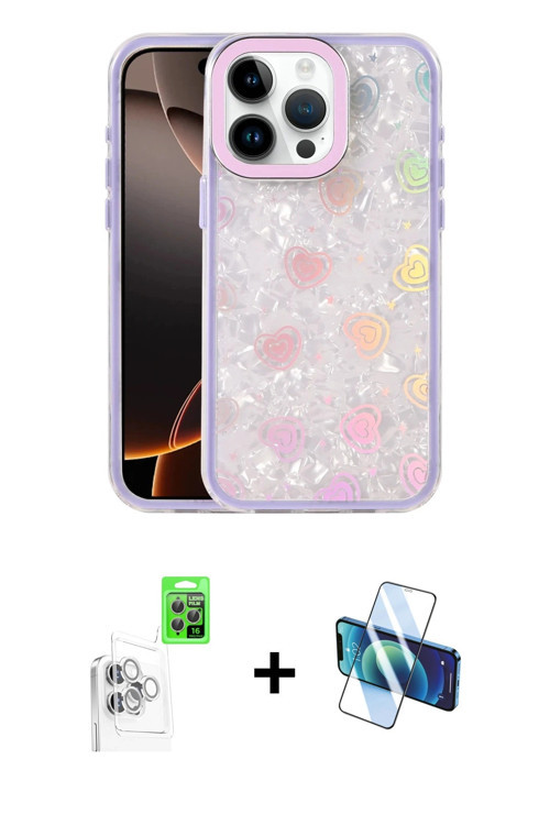 ieg™ iPhone 16 Pro Kılıf Odak Prime - Siyah 3D Antistatik Cam Ekran Koruyucu + Beyaz Raze Metal Kame