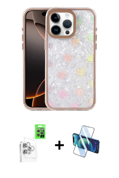 ieg™ iPhone 16 Pro Kılıf Odak Prime - Siyah 3D Antistatik Cam Ekran Koruyucu + Beyaz Raze Metal Kame