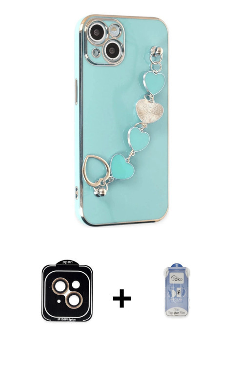ieg™ iPhone 14 Kılıf Nova Işık Prime - Siyah Joko Magic 5D Cam + Turuncu PVD Metal Kamera Lens