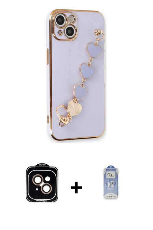 ieg™ iPhone 14 Kılıf Nova Işık Prime - Siyah Joko Magic 5D Cam + Turuncu PVD Metal Kamera Lens