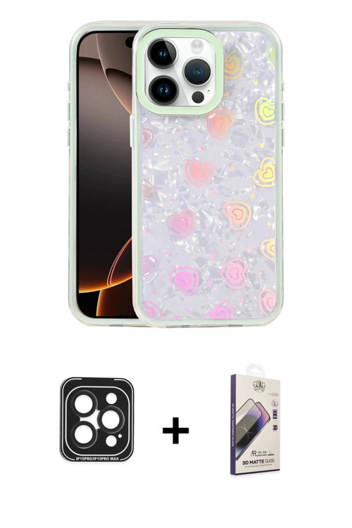 ieg™ iPhone 15 Pro Max Kılıf Odak Prime - Siyah Bilvis 3D Mat Cam Ekran Koruyucu + Siyah PVD Metal K