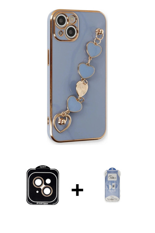 ieg™ iPhone 14 Kılıf Nova Işık Prime - Siyah Joko Magic 5D Cam + Turuncu PVD Metal Kamera Lens